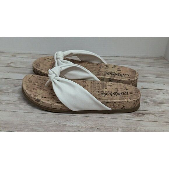 LifeStride Velocity 2.0 Womens 9W Happy Bright White Thong Wedge Sandal Open Toe - Picture 3 of 9